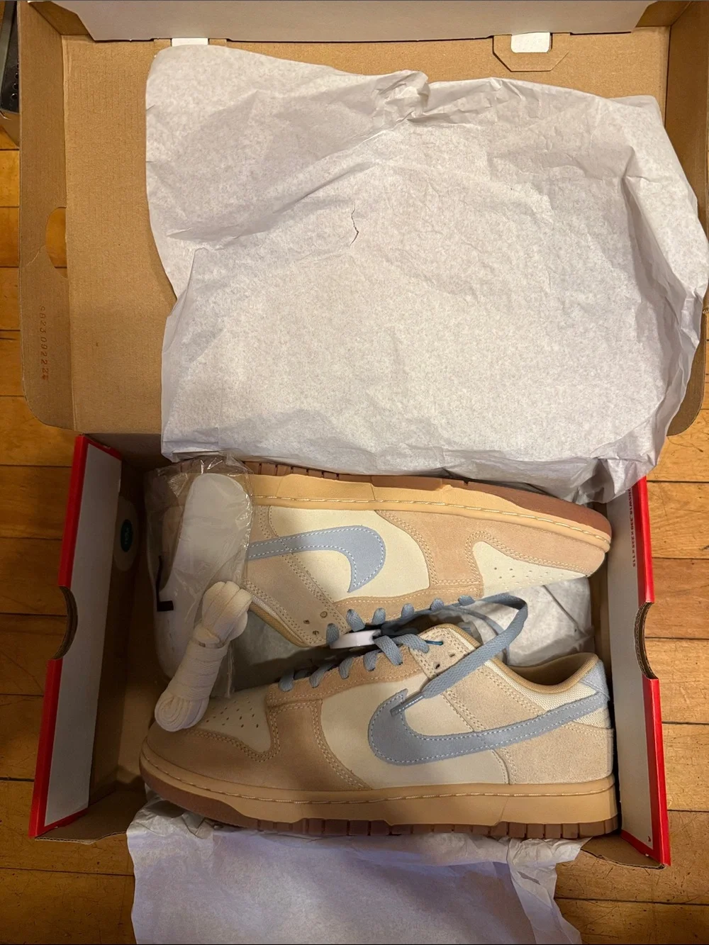 Nike Dunk Low Cream, Beige & Light Blue Accent